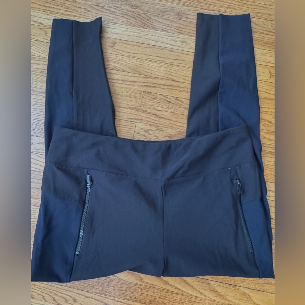 Athleta Black and Deep Navy Athletic Pants/Everday Trousers with Zipper Details